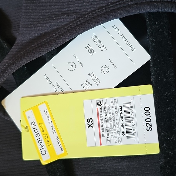 NWT All In Motion UPF 50+ Workout Rib Racerback Crop Tank Top Black XS - Picture 7 of 7